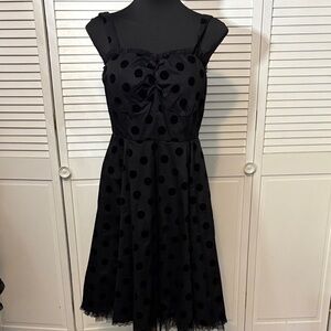 Hearts & Roses Black Polka Dot Pinup Dress